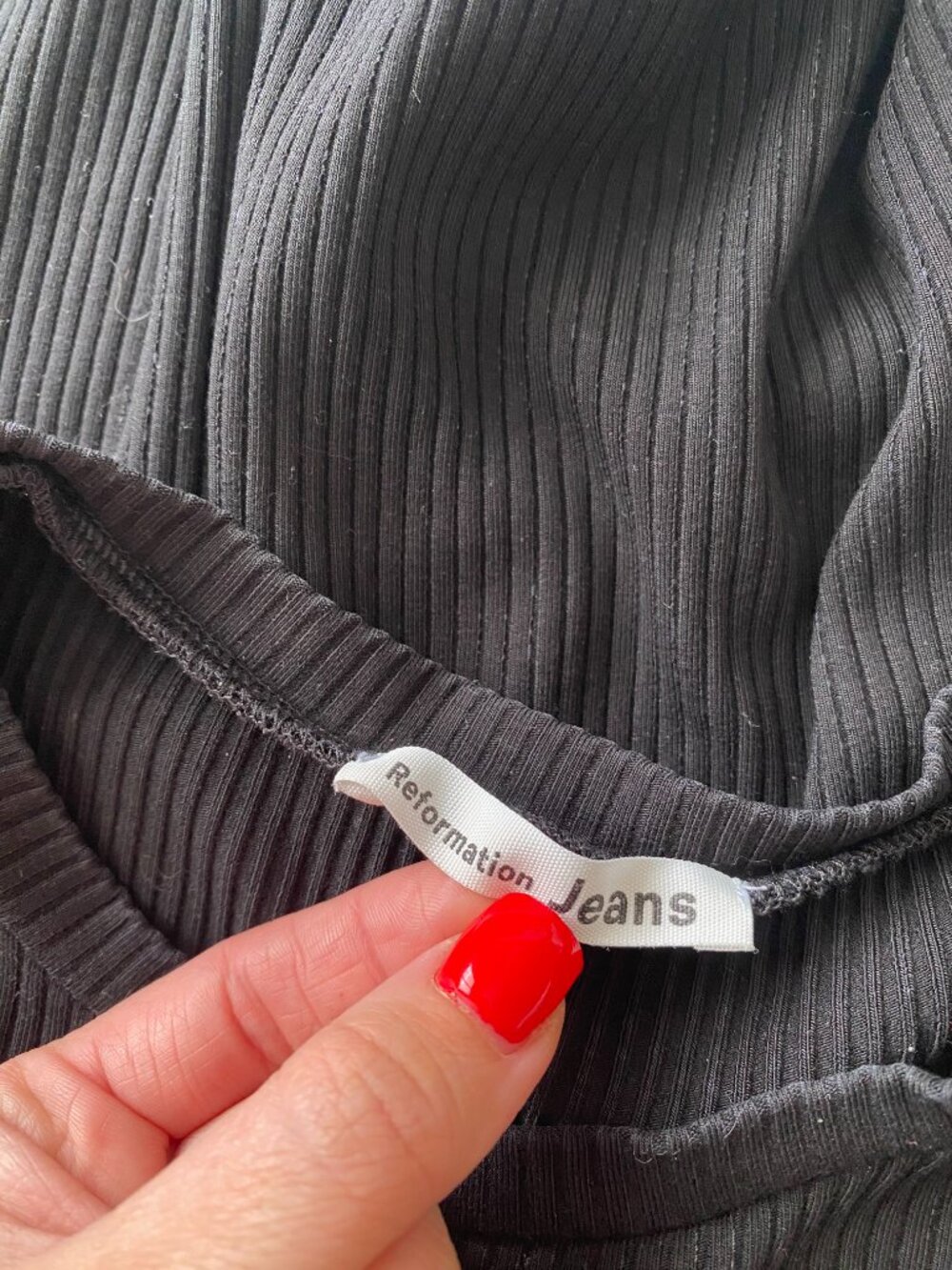 Reformation Jeans | Charli Ribbed T-Shirt Dress in Black - Picture 10 of 11